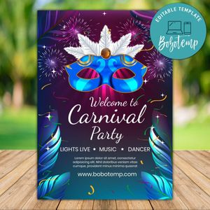 Editable Carnival Party Invitation Digital File