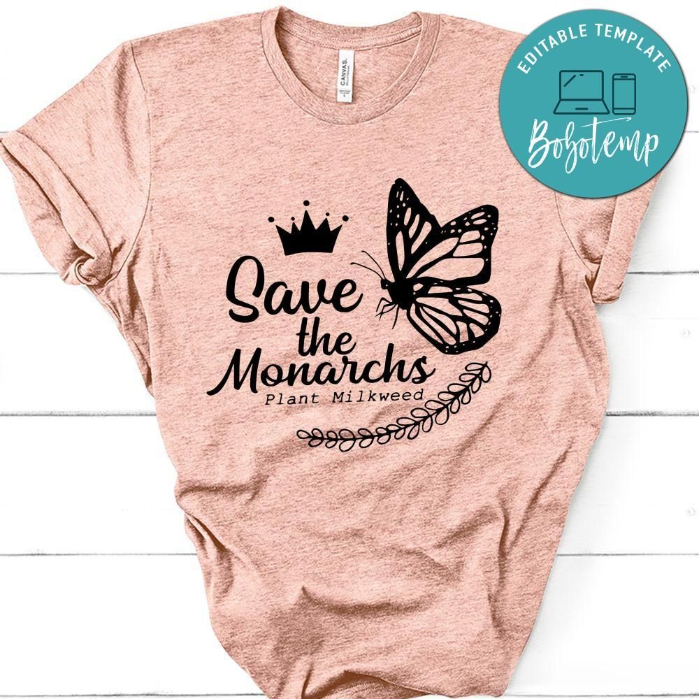 Save The Monarchs Plant Milkweed Butterfly Crown T-Shirt