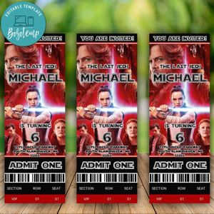 Editable Rey Star Wars the last jedi Invitation Instant Download