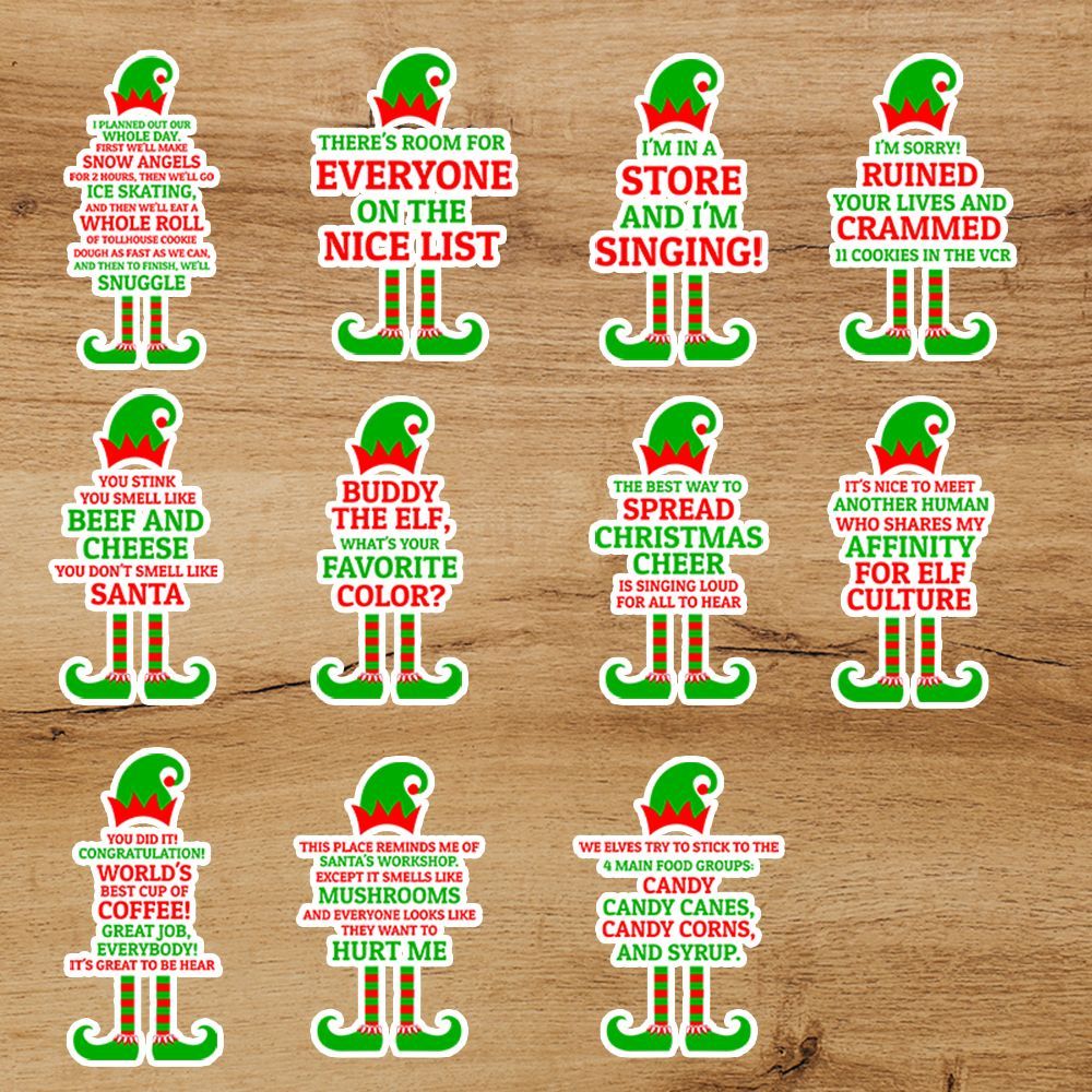 Buddy The Elf 23 Movie Quotes PNG Files Template Instant Download