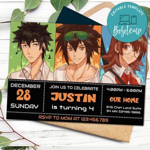 The god of high school Birthday Digital Invitation Template Instant Download