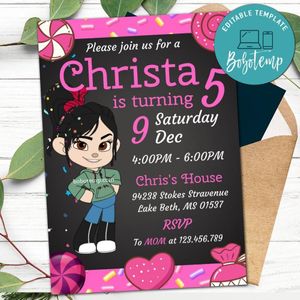 Editable VANELLOPE invitation Wreck It Ralph Party Invitation Digital File