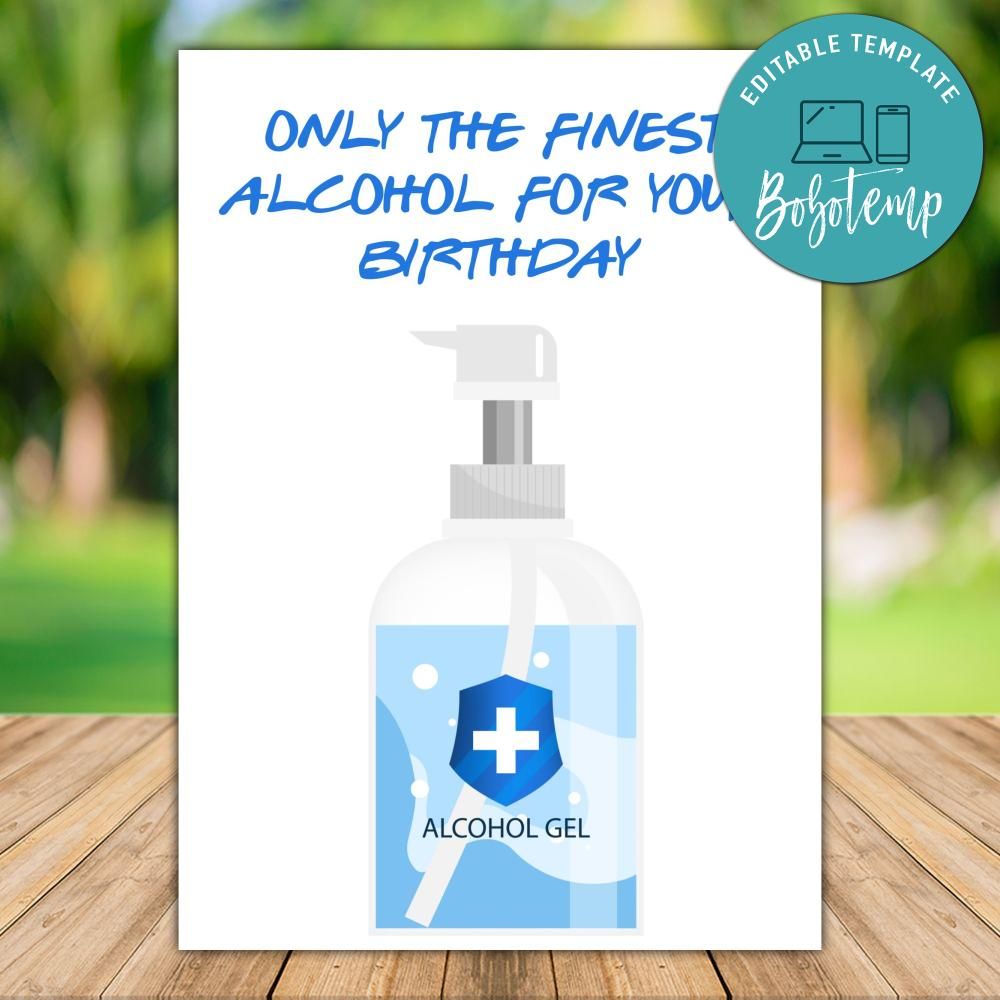 Printable Finest Alcohol Quarantine Card Template DIY | Bobotemp