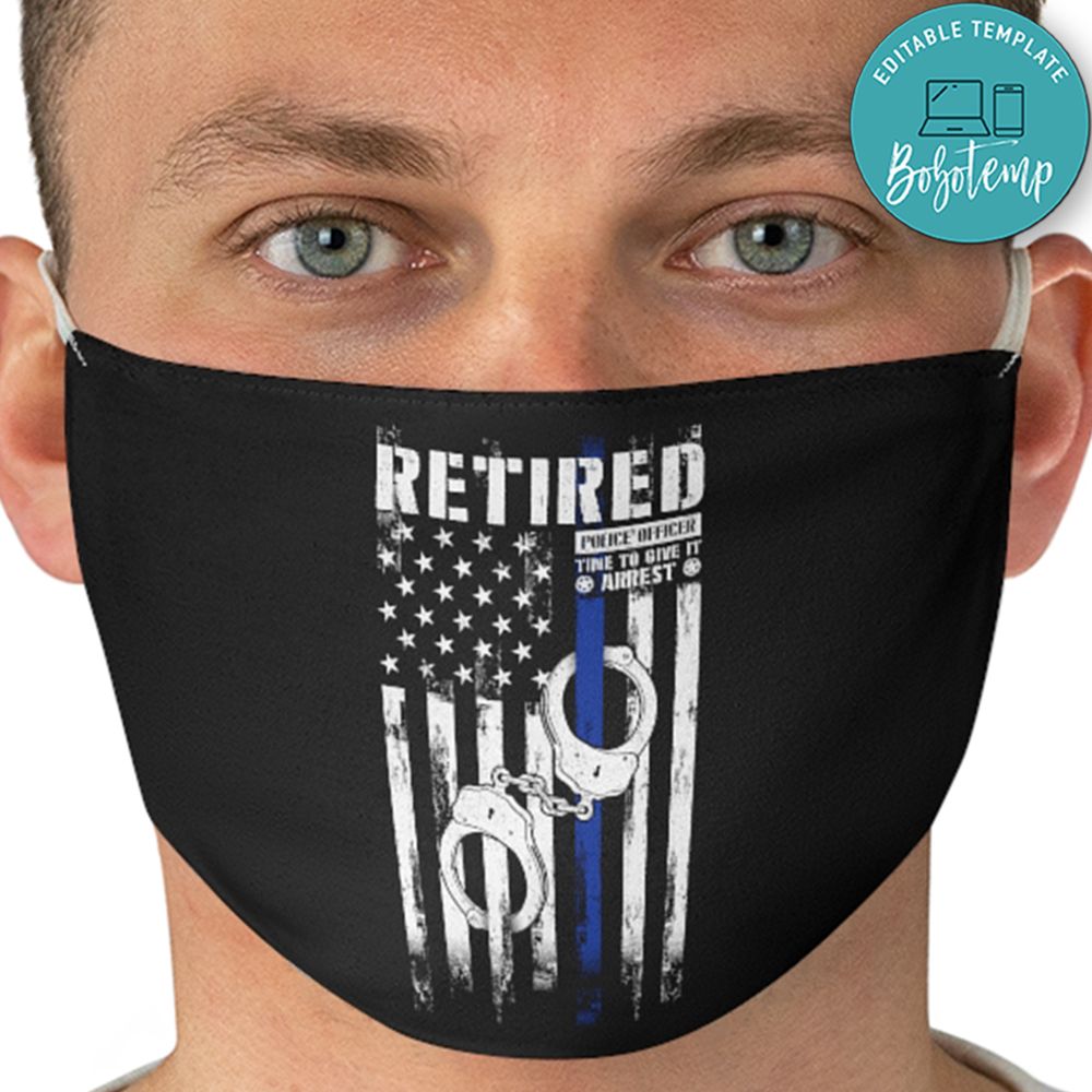 Retired Police Officer Cuffs Thin Blue Line Fabric Face Mask | Bobotemp