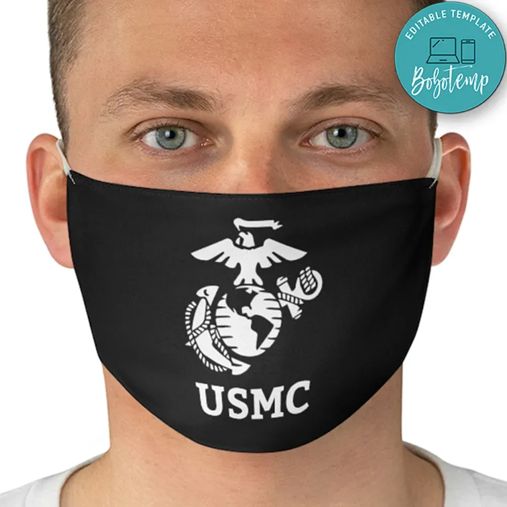 US Marines USMC Fabric Face Mask - Military Veteran Face Mask | Bobotemp