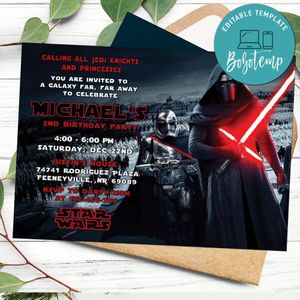 Editable Kylo Ren Star Wars Birthday Flyer Instant Download