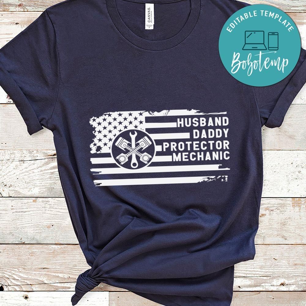 Husband Daddy Protector Mechanic America Shirt