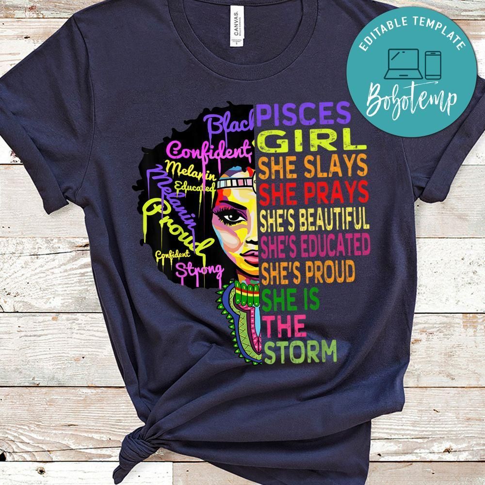 Pisces Girl She Slays Prays February March Birthday Gift Shirt