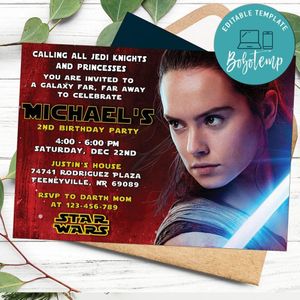 Editable Rey Calling All Jedi Invitation Instant Download