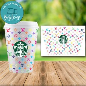 Starbucks Wrap Colorful LV Louis Vuiton PNG File template Instant Download