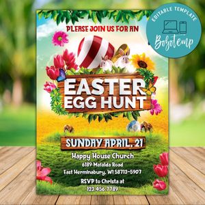 Printable Easter Egg Hunt Invitation Template Instant Download