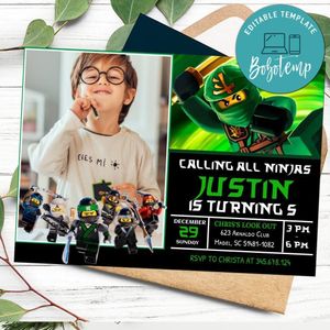 Lloyd Ninjago Invitation With Photo Customizable Template Instant Download