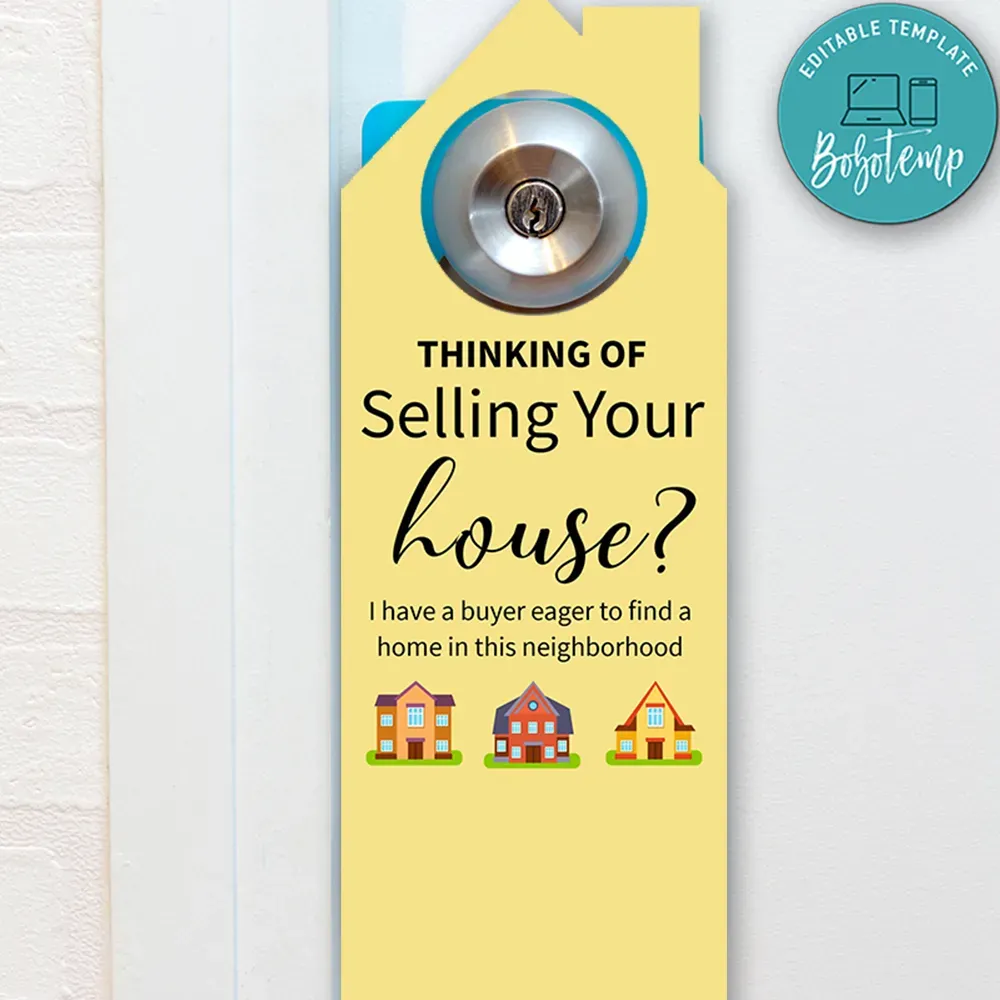 Thinking of Selling Real Estate Agents Door Hanger Tag Template Bobotemp