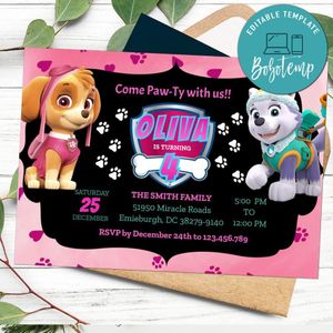 Paw Patrol Girl Birthday Invitations