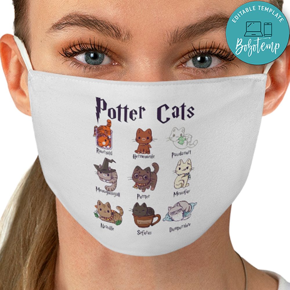 Potter Cats Washable Face Mask Harry Potter Face Mask Bobotemp