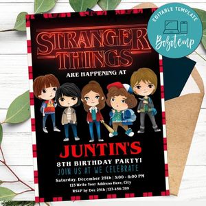 Editable Stranger Things Birthday Flyer Digital File