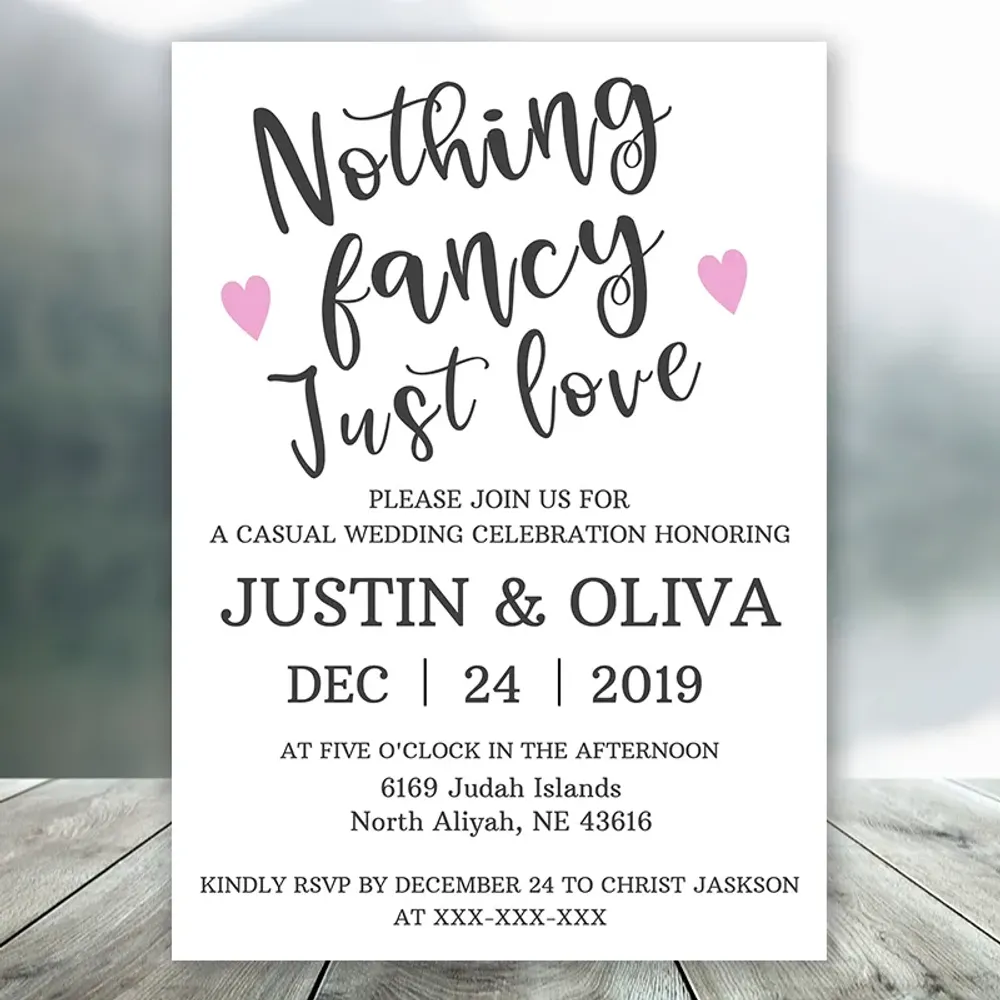Editable Nothing Fancy Just Love Reception Invitation Diy Bobotemp
