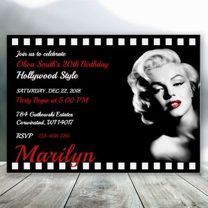 Editable Marilyn Monroe Hollywood Movie Birthday Invitation Digital File
