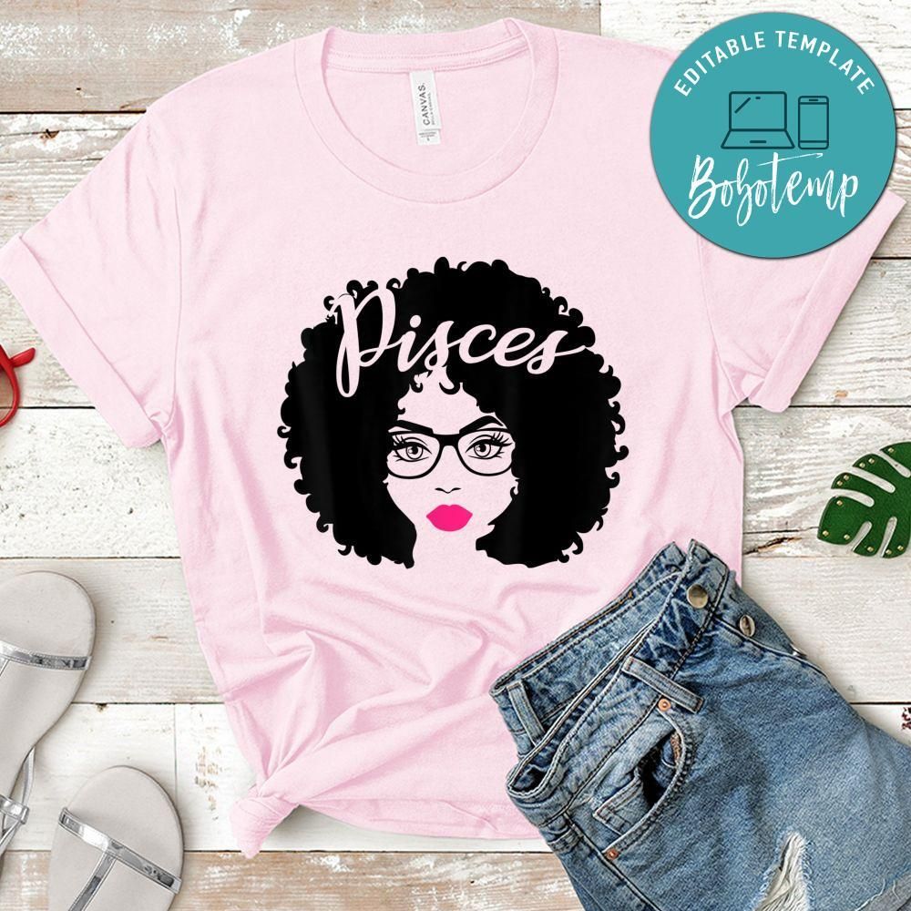 Black Queen Birthday Glasses Rose Lips Afro Pisces Zodiac Shirt