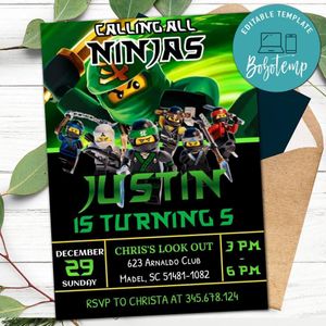 Ninjago Invitation Customizable Template Instant Download