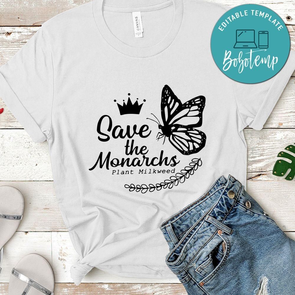 Save The Monarchs Plant Milkweed Butterfly Crown T-Shirt