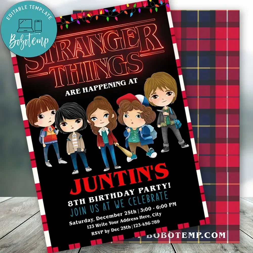 Editable Stranger Things Birthday Invitation Digital File