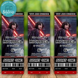 Editable Star Wars Kylo Ren Invitation Instant Download