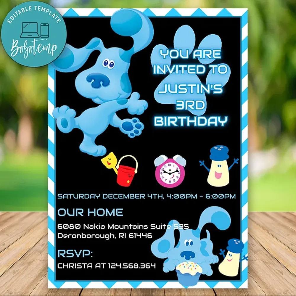 Editable Blue S Clues Invitation Instant Bobotemp Clues Invitation Instant