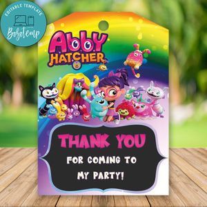 Editable Abby Hatcher Thank You Tag Instant Download