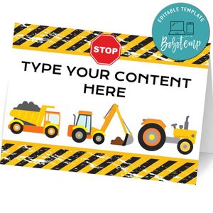 Construction Party Food Labels Printable Instant Download