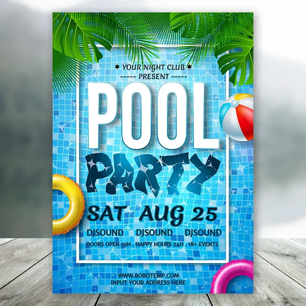Pool Party Invitations Editable Bobotemp