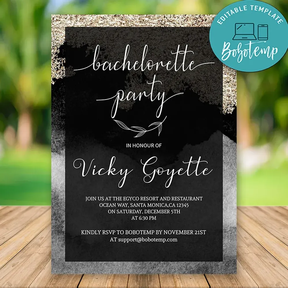 Editable Bachelorette Party Invitations Instant Download