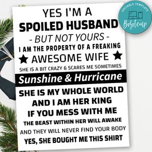Spoiled Husband Father's Day Transparent PNG & SVG File Instant Download