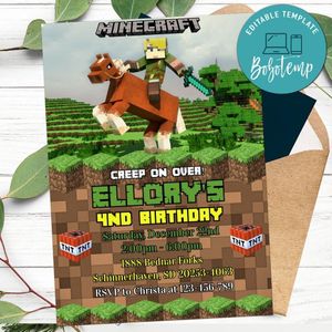 Editable Minecraft Birthday Flyer Instant Download