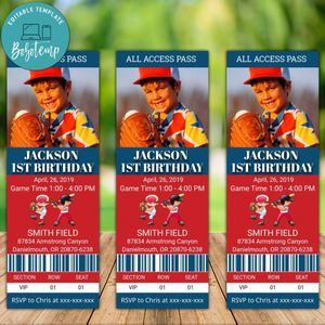 St. Louis Cardinals Ticket Style Sports Party Invites