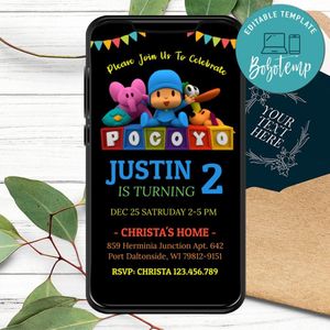 Pocoyo Birthday Electronic Invite Invitation Printable Instant Download