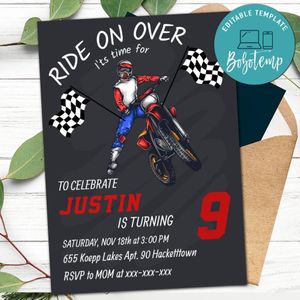 DirtBike Invitation Customizable template Instant Download
