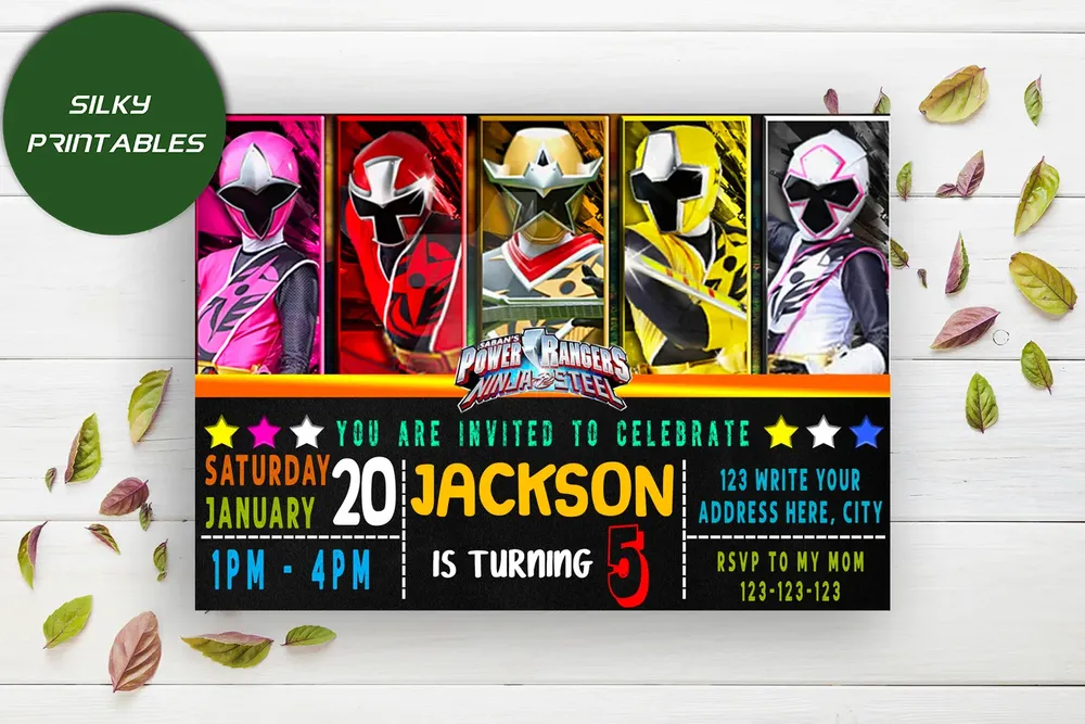 Editable Power ranger invitation Instant Download | Bobotemp