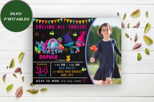 Editable Trolls Birthday Invitation Instant Download