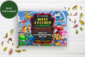 Editable Super Wings Invitation Instant Download