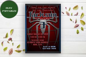 Editable Spiderman Birthday Invitation Instant Download