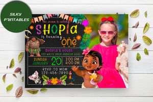 Editable Baby Moana Birthday Flyer Instant Download