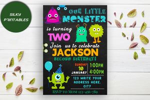 Editable Little Monster Invitation Instant Download