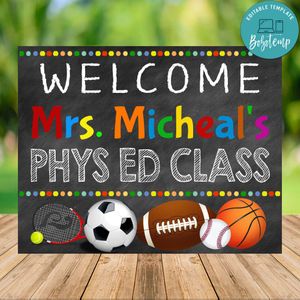 Editable Gym Teacher Classroom Door Sign Instant Download