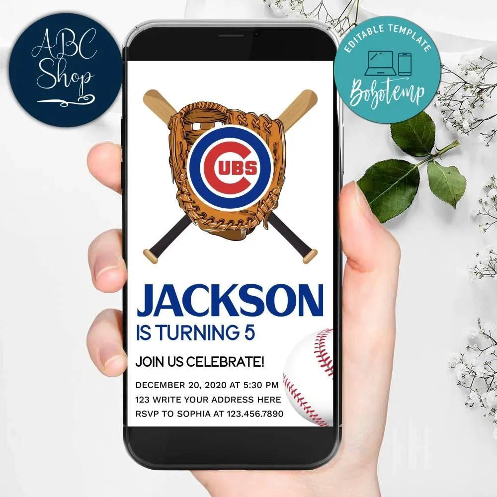 Electronic Chicago Cubs Electronic Invite Birthday Invitations DIY ...