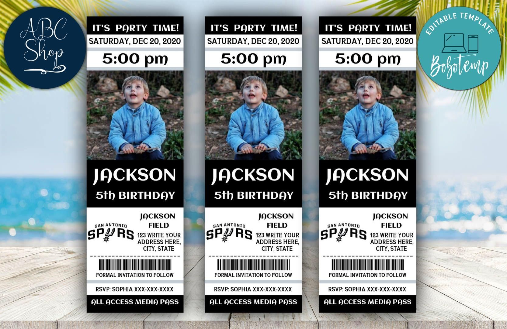 Printable San Antonio Spurs Birthday Ticket Invitations DIY Bobotemp