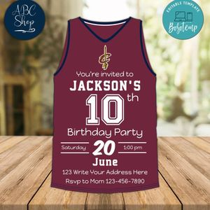 Cleveland Cavaliers Jersey Birthday Flyer Instant Download