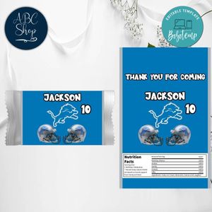Detroit Lions Candy Bar Wrapper Digital File Printable Instant Download
