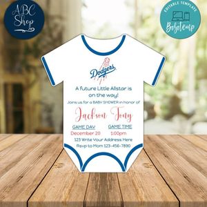 Los Angeles Dodgers Baby Shower Invitation Instant Download