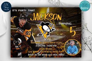 Pittsburgh Penguins Birthday Invitation Template to Print at Home Instant Download